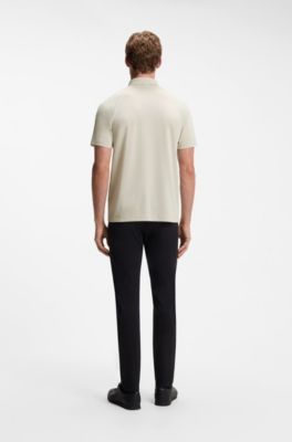 Paddy Active polo shirt in stretch piqu&eacute;, Light Beige