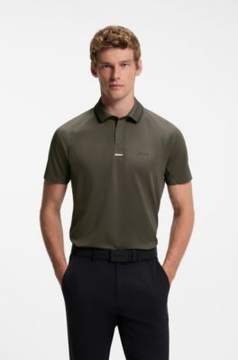 Paddy Active polo in piqu&eacute; elasticizzato, Verde scuro