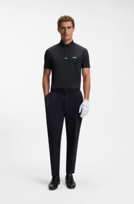 Paddy Active polo shirt in stretch piqu&eacute;, Dark Blue