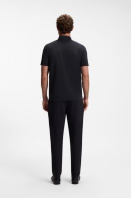 Paddy Active polo shirt in stretch piqu&eacute;, Dark Blue