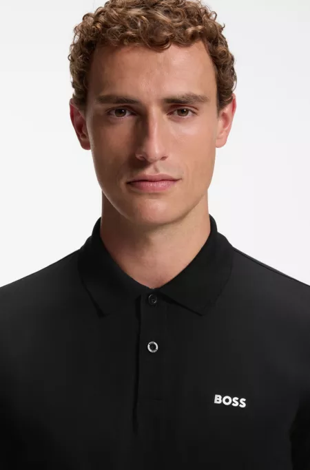 Pima-cotton polo shirt with placed print