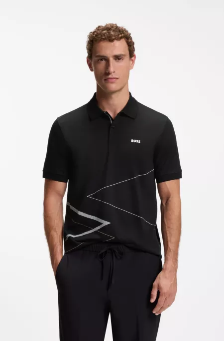 Pima-cotton polo shirt with placed print