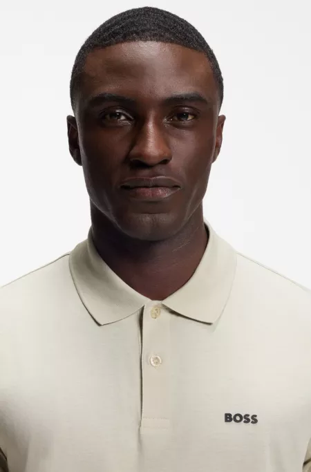 Polo en coton Pima avec imprimé placé