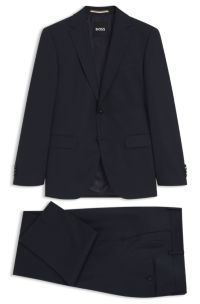 Two-piece regular-fit suit in a wool blend, Dark Blue