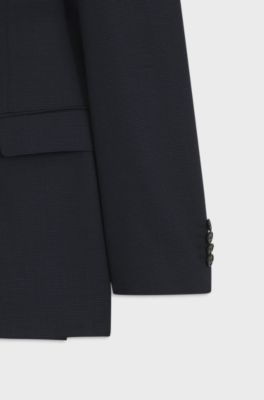 Costume deux pi&egrave;ces Regular en laine m&eacute;lang&eacute;e, Bleu fonc&eacute;