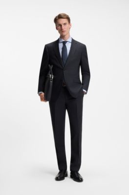 Two-piece regular-fit suit in a wool blend, Dark Blue