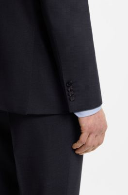Two-piece regular-fit suit in a wool blend, Dark Blue