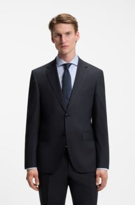 Two-piece regular-fit suit in a wool blend, Dark Blue