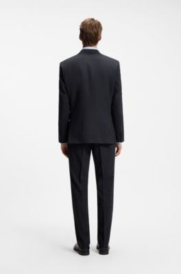 Two-piece regular-fit suit in a wool blend, Dark Blue