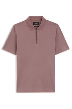 Zip-neck polo shirt in a cotton-silk blend