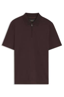 Zip-neck polo shirt in a cotton-silk blend 4