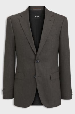 Regular-fit blazer in micro-patterned virgin wool, Dark Brown