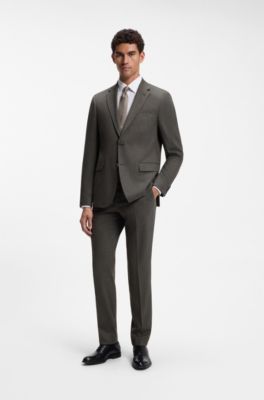 Regular-fit blazer in micro-patterned virgin wool, Dark Brown