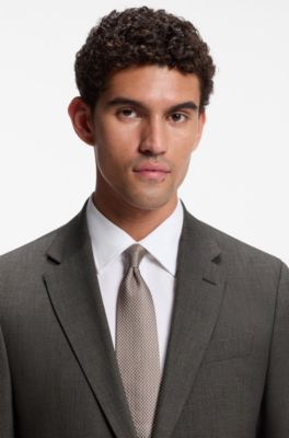 Regular-fit blazer in micro-patterned virgin wool, Dark Brown
