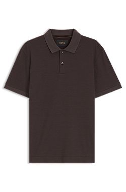 Knit polo shirt in two-tone cotton