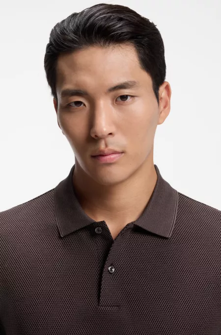 Knit polo shirt in two-tone cotton