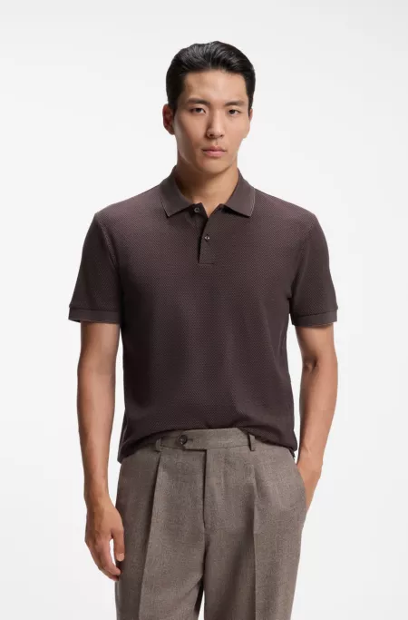 Knit polo shirt in two-tone cotton