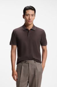 Polo en maille de coton &agrave; deux tons, Marron fonc&eacute;