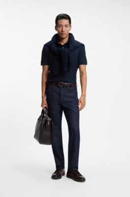 Knit polo shirt in two-tone cotton 2