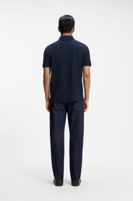 Knit polo shirt in two-tone cotton 3