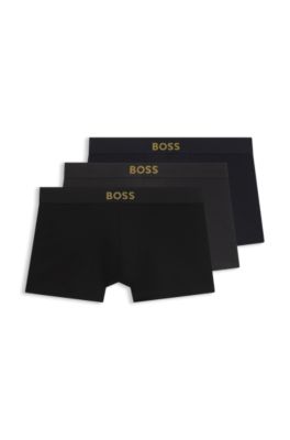 Gift-boxed three-pack of stretch-cotton trunks, Black