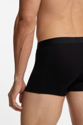 Gift-boxed three-pack of stretch-cotton trunks, Black