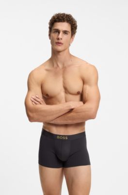 Gift-boxed three-pack of stretch-cotton trunks, Black