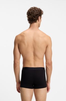 Gift-boxed three-pack of stretch-cotton trunks, Black