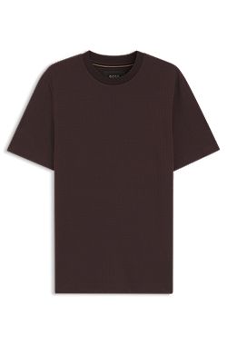 Windowpane-check T-shirt in a cotton and silk blend