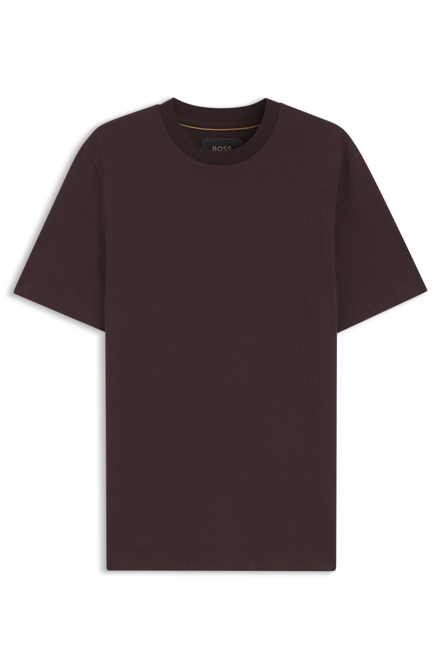 Boss Windowpane-check T-shirt in a cotton and silk blend herr – bild 4