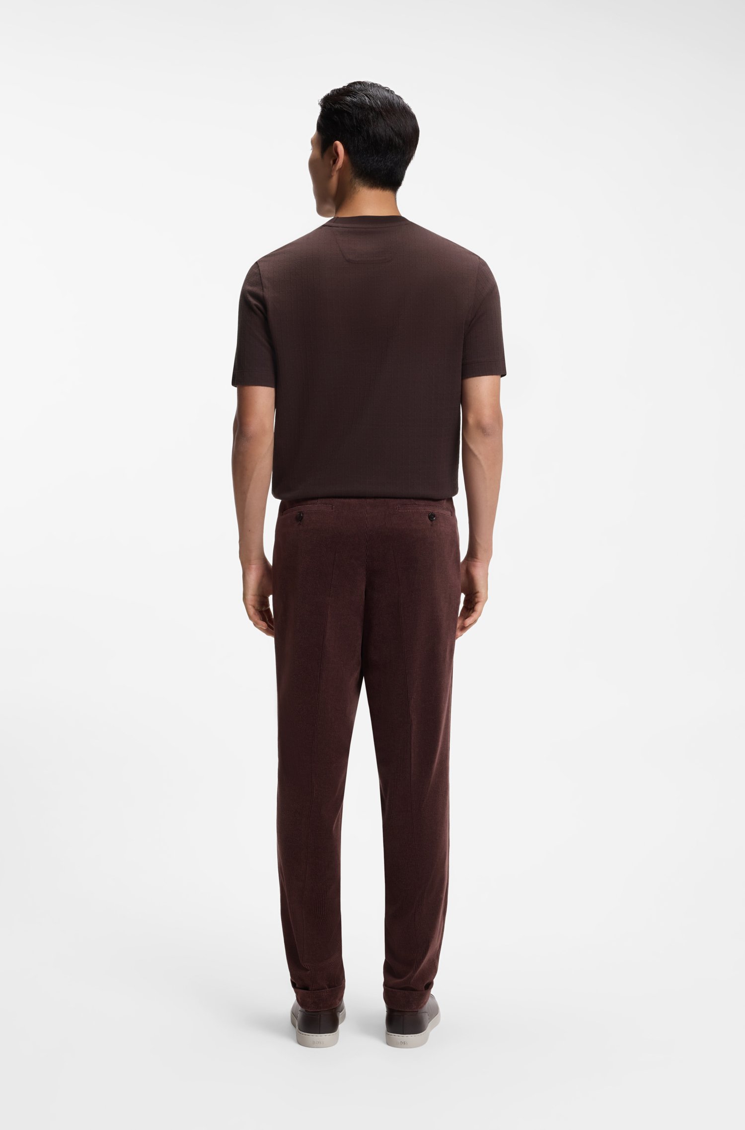 Boss Windowpane-check T-shirt in a cotton and silk blend herr – bild 3
