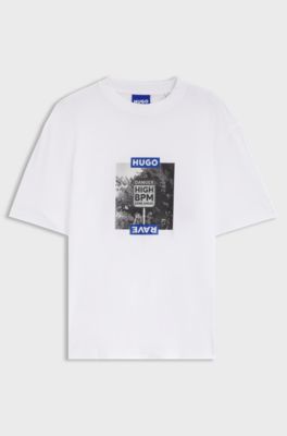 Cotton T-shirt with graphic print, White