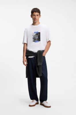 Cotton T-shirt with graphic print, White