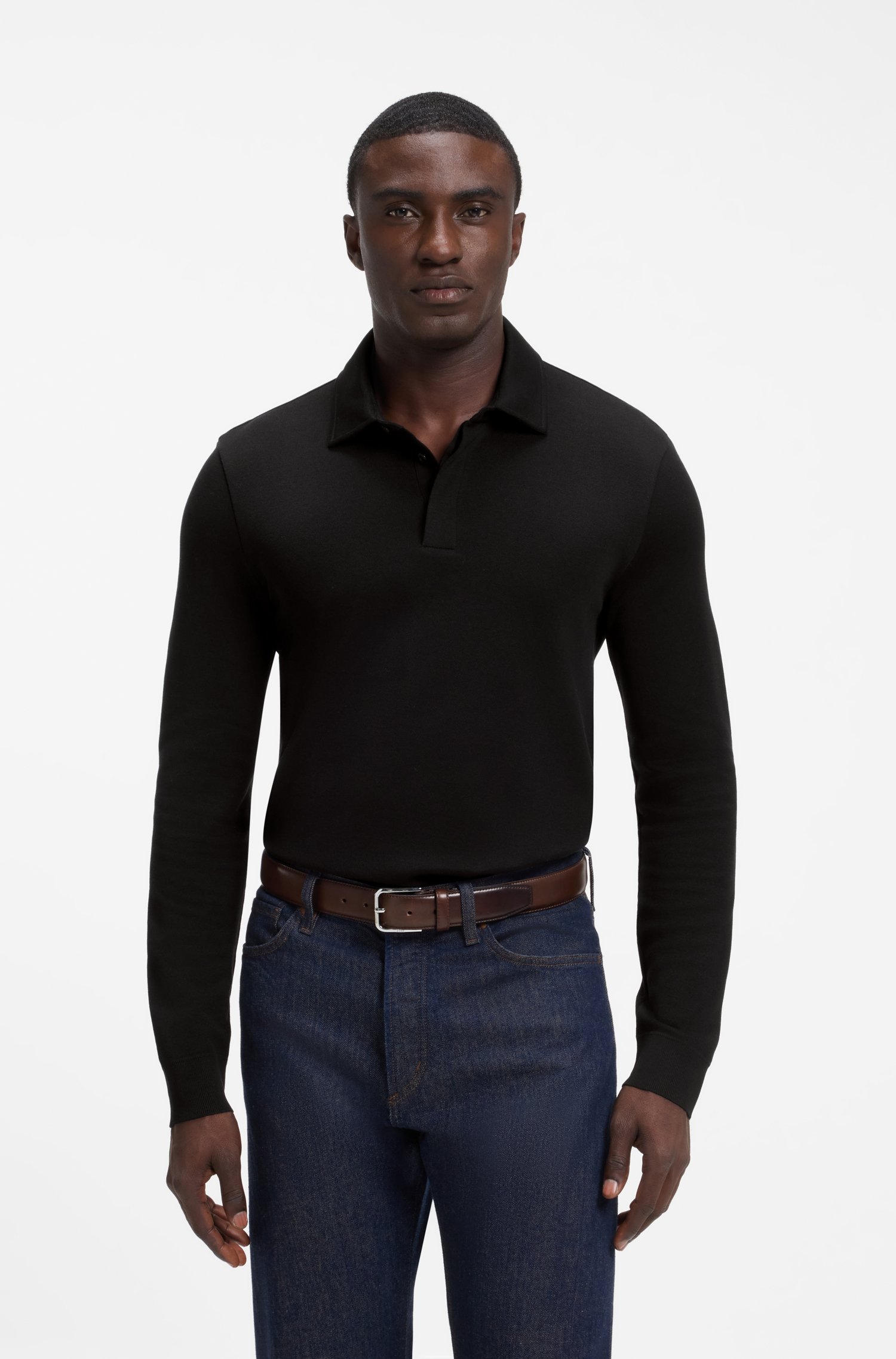 Boss Regular-fit polo shirt in cotton and wool pikéer herr