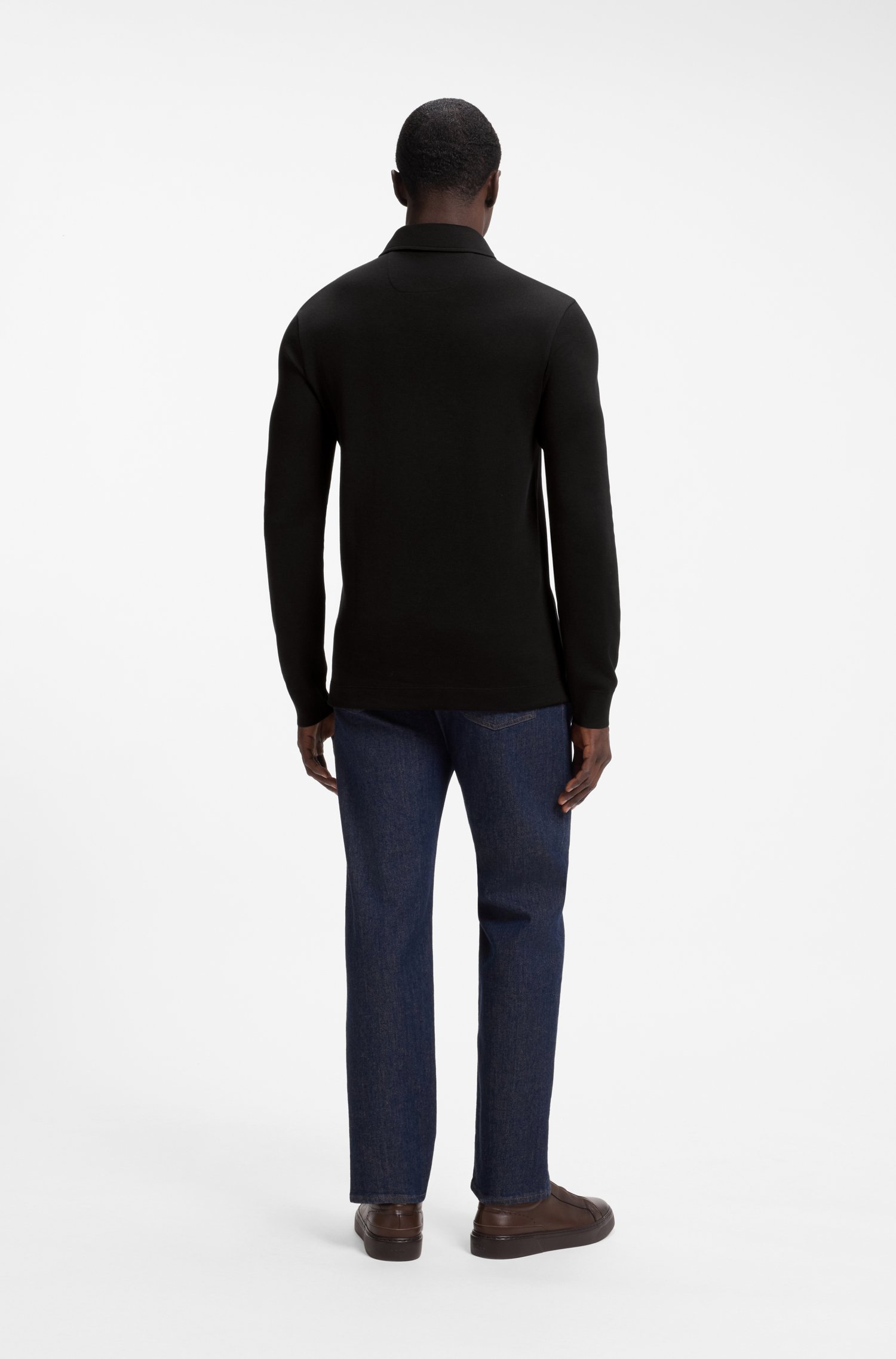 Boss Regular-fit polo shirt in cotton and wool pikéer herr – bild 3