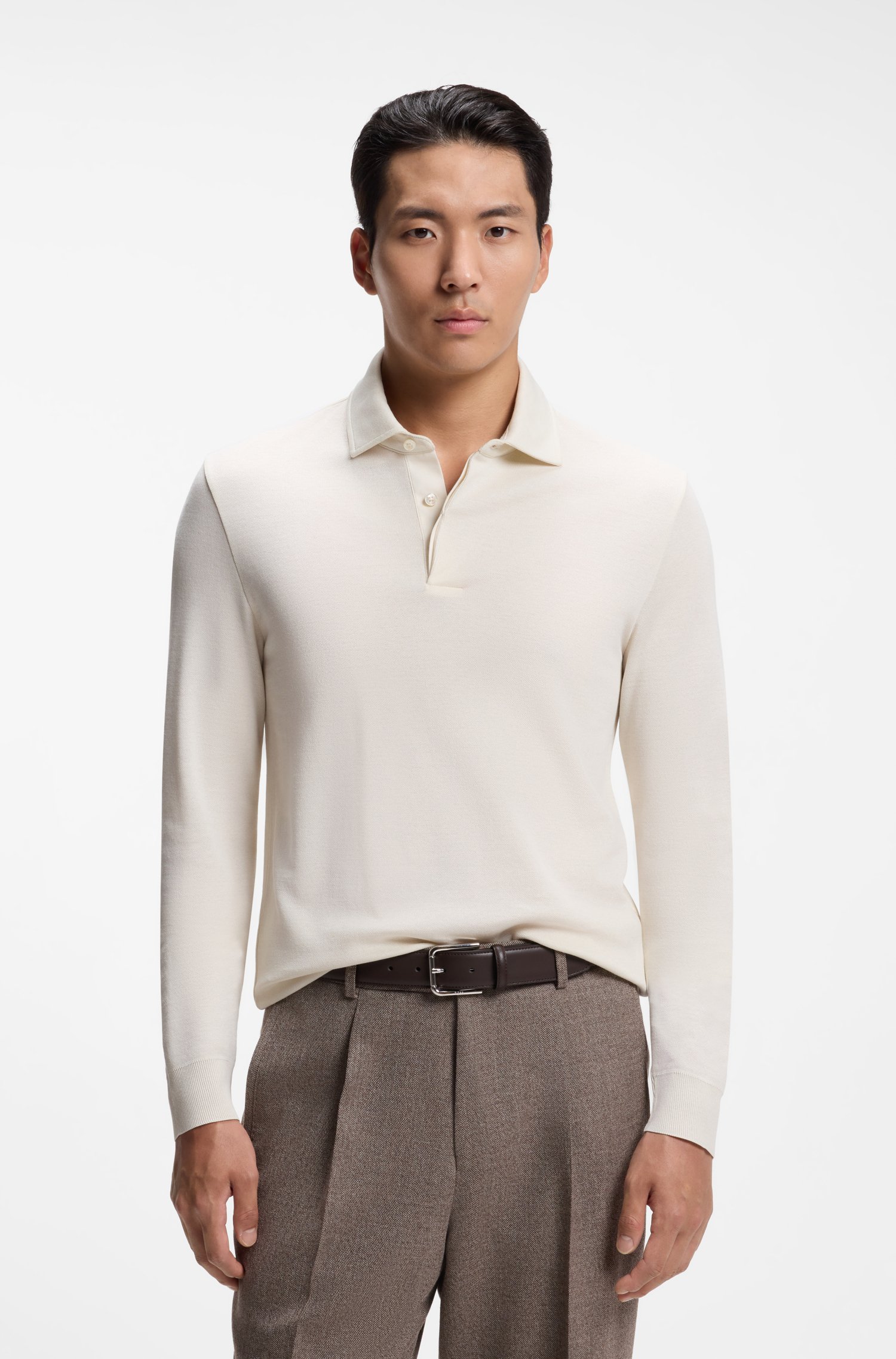 Boss Regular-fit polo shirt in cotton and wool pikéer herr