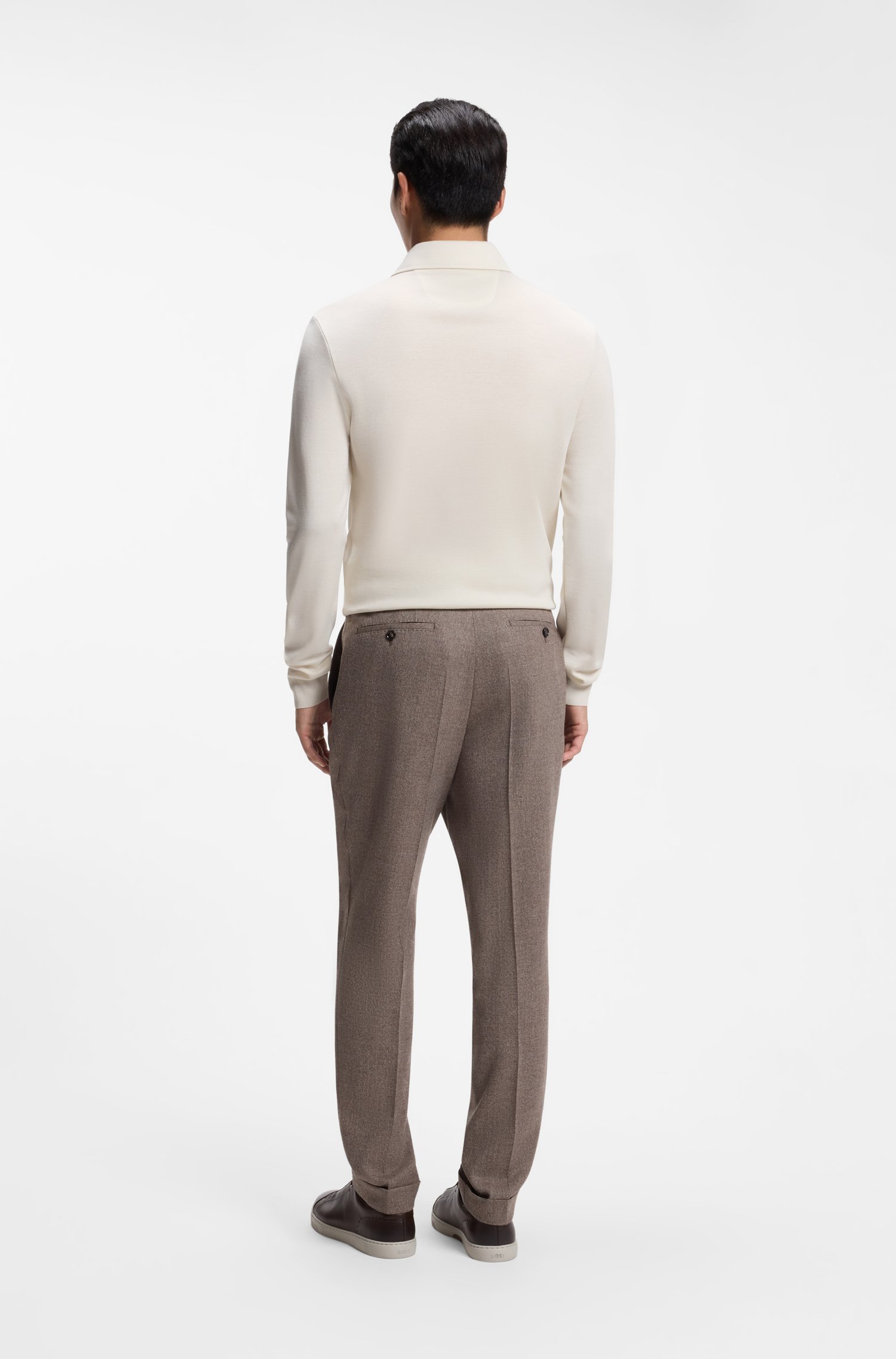 Boss Regular-fit polo shirt in cotton and wool pikéer herr – bild 3