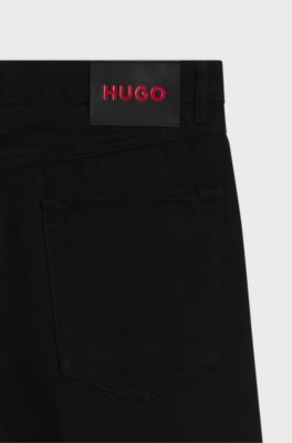 Relaxed-fit jeans in black rigid denim with tailoring, Black