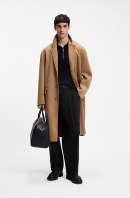Relaxed-fit jeans in black rigid denim with tailoring, Black