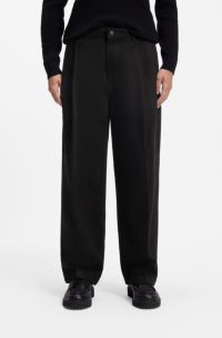 Relaxed-fit jeans in black rigid denim with tailoring, Black