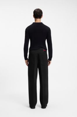 Relaxed-fit jeans in black rigid denim with tailoring, Black