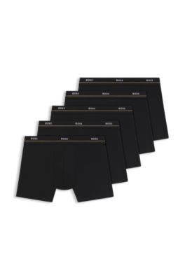 Five-pack of stretch-cotton boxer briefs, Black