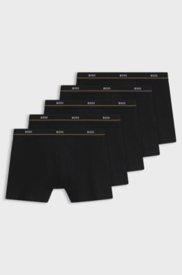 Five-pack stretch-cotton boxer briefs, Black