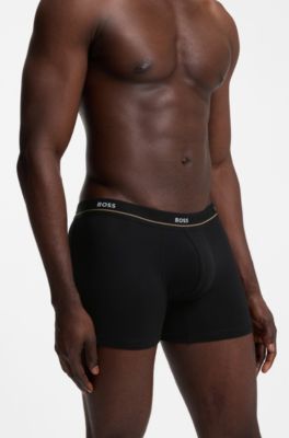 Five-pack of logo-waistband stretch-cotton boxer briefs, Black