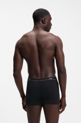 Five-pack of logo-waistband stretch-cotton boxer briefs, Black