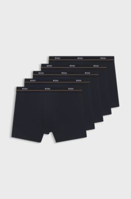 Five-pack of logo-waistband stretch-cotton boxer briefs, Dark Blue