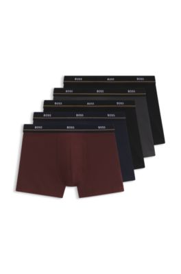 Five-pack of logo-waistband stretch-cotton boxer briefs, Blue / Red / Black