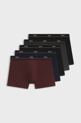 Five-pack of logo-waistband stretch-cotton boxer briefs, Blue / Red / Black