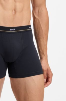 Five-pack stretch-cotton boxer briefs, Blue / Red / Black