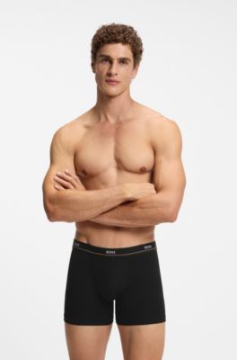 Five-pack stretch-cotton boxer briefs, Blue / Red / Black